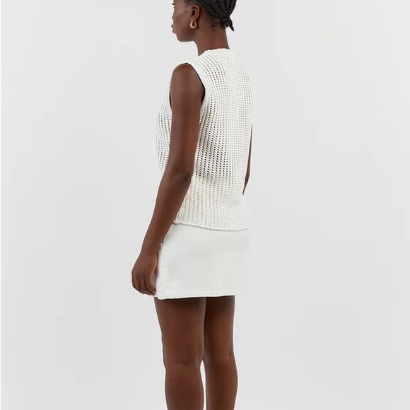 DISSH denny crochet open knit tank top off white 100% cotton NWT size L - Picture 3 of 11